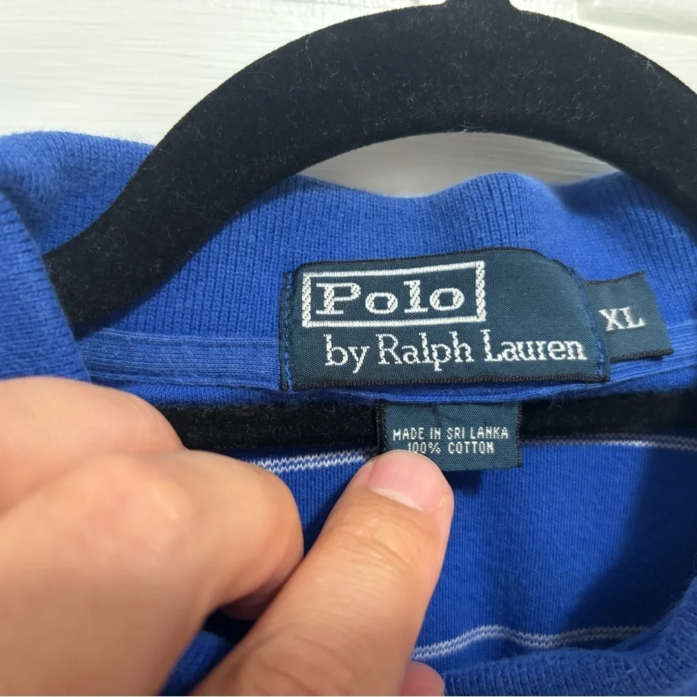 Polo Ralph Lauren Blue Striped Polo Shirt Men’s XL Classic Fit 100% Cotton